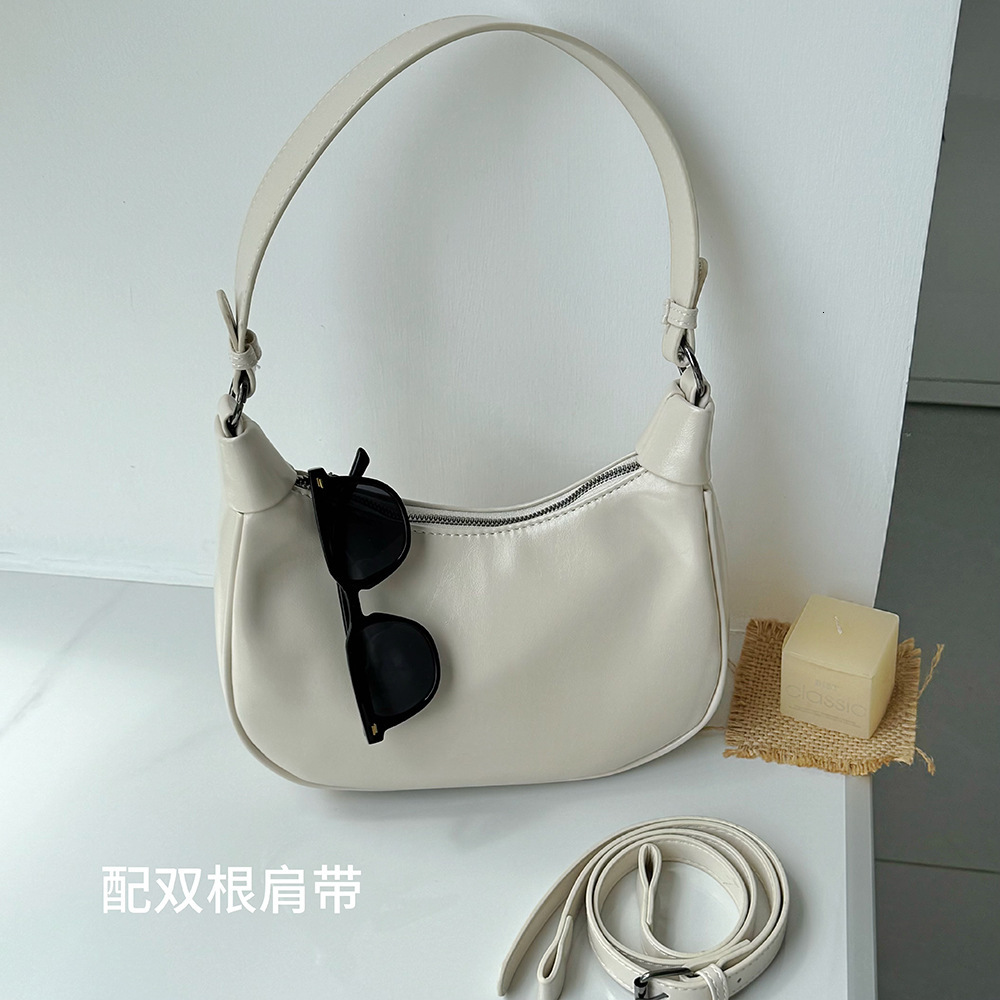 Niche Underarm for Women, Fashionable Single Shoulder Soft Leather Commuter Versatile Crossbody PU Crescent Bag ddmymarket