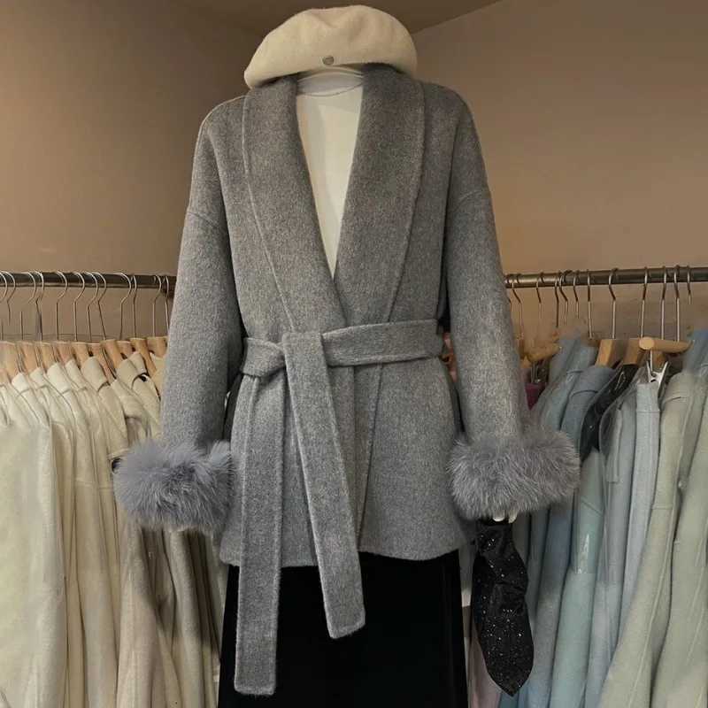 Talenza Womens Wool Coat Fashion New Thick Woolen Coat Office Lady Casual Lapel Loose Belt Short Coat Women Female Outfits 2025 Z250813