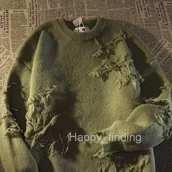 American Style High Street Distressed Sweater for Men and Women Autumn and Winter Ins Lazy Style High-end Design Sense Niche Knitwear