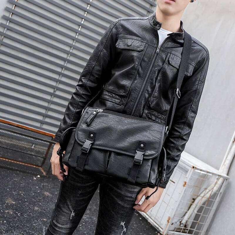 High Quality PU Leather Large Shoulder Casual Business Mens Messenger Fashion Men's Crossbody Bag Bolsas Male