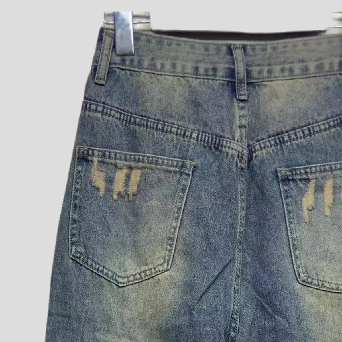 Retro distressed micro-flared jeans with a built-in fashion filter 24-0812