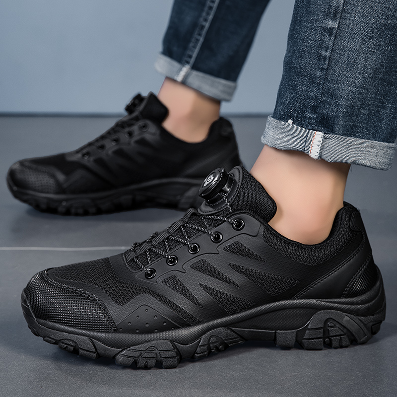 Summer new breathable lightweight black low-top outdoor duty training shoes