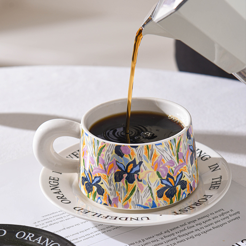 Hand Painted Teacups Set Vintage French Coffee Cup Saucer Set Home Party Reusable Morning Tea Cup Kit For Friends Family R250813