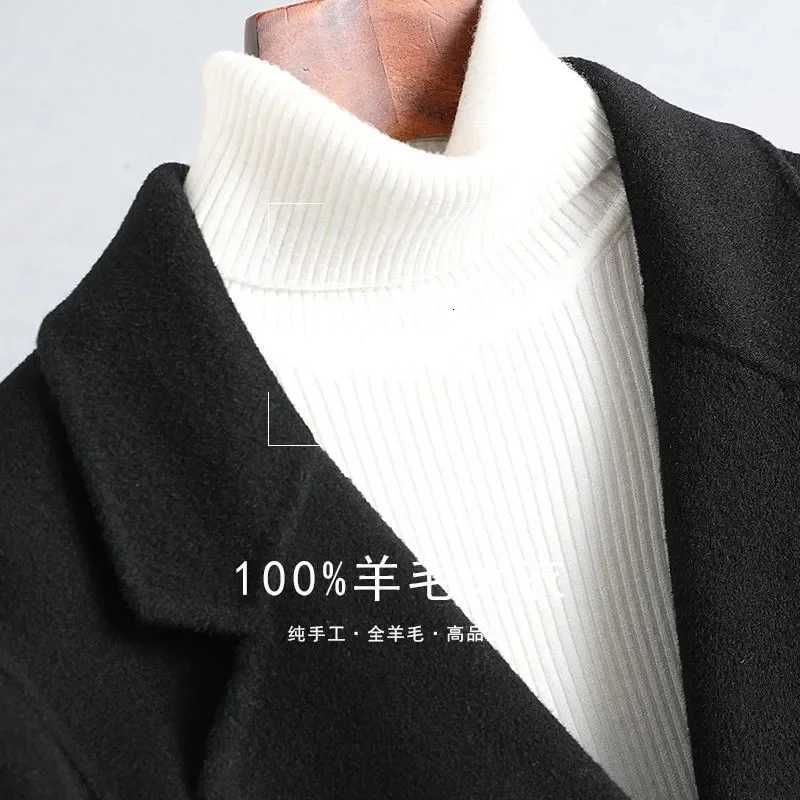 2025 Autumn 100% Wool Coats With Belt Fashion Open Stitch Elegant Woolen Cashmere Coat Womens Jacket Tops Z250813