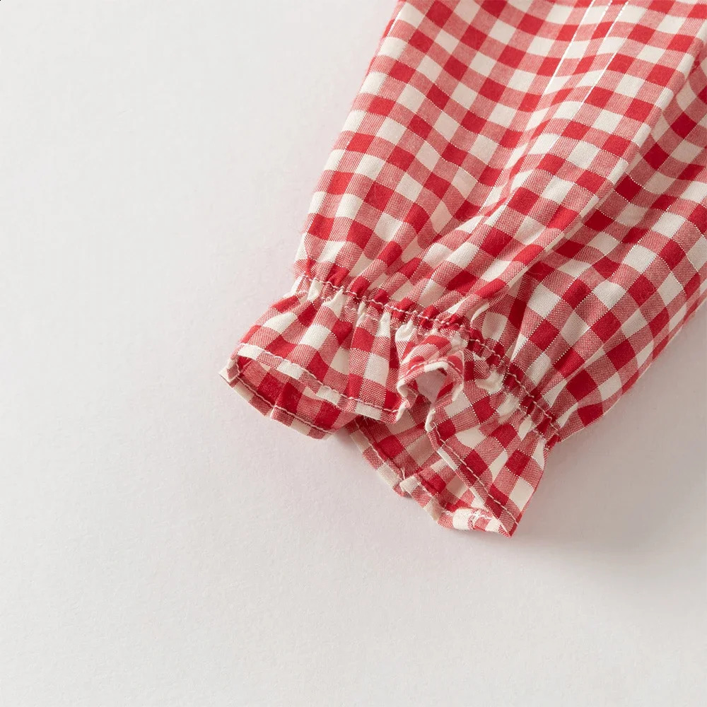 Dave Bella Childrens Red White Plaid Shirt Clothes Autumn Girls Baby Fashion Casual Pure Cotton Top Outdoor Party DB3253344 250812