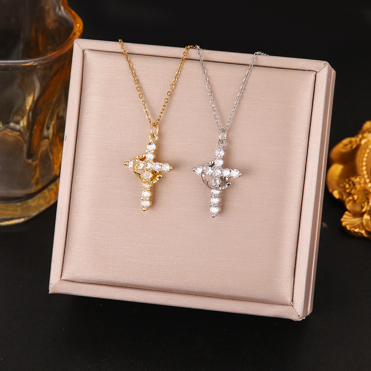 designer necklace Jewelry Necklaces Pendants Pendant Necklaces Lockets Strands Tennis Chokers Chains Simple Diamond Gold Necklace Faith Cross Jewelry 