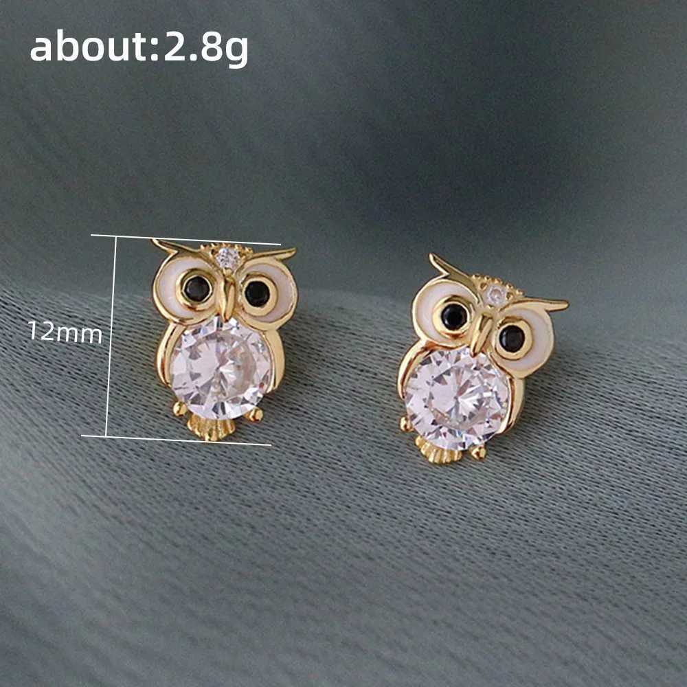 2025 New Cute Inlaid Zircon Owl Earrings Small and Exquisite Animal Creativity Advanced Womens Allergy Jewelry Y250812