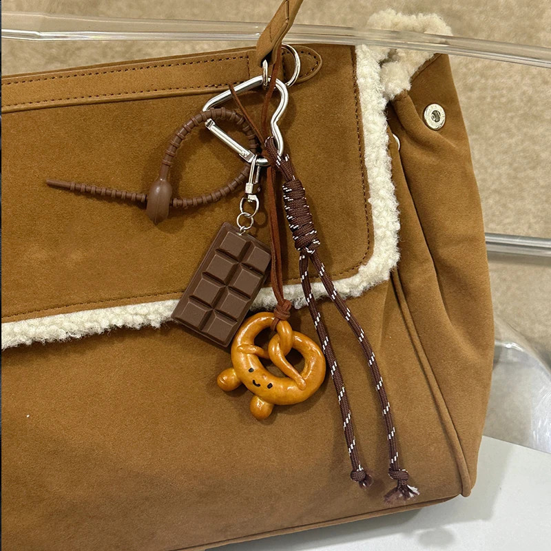 Lovely Exquisite Braided Rope Alkali Bread Braided Rope Bag Hang Chocolate Spring Buckle Pendant Senior Sense Pendant 250811