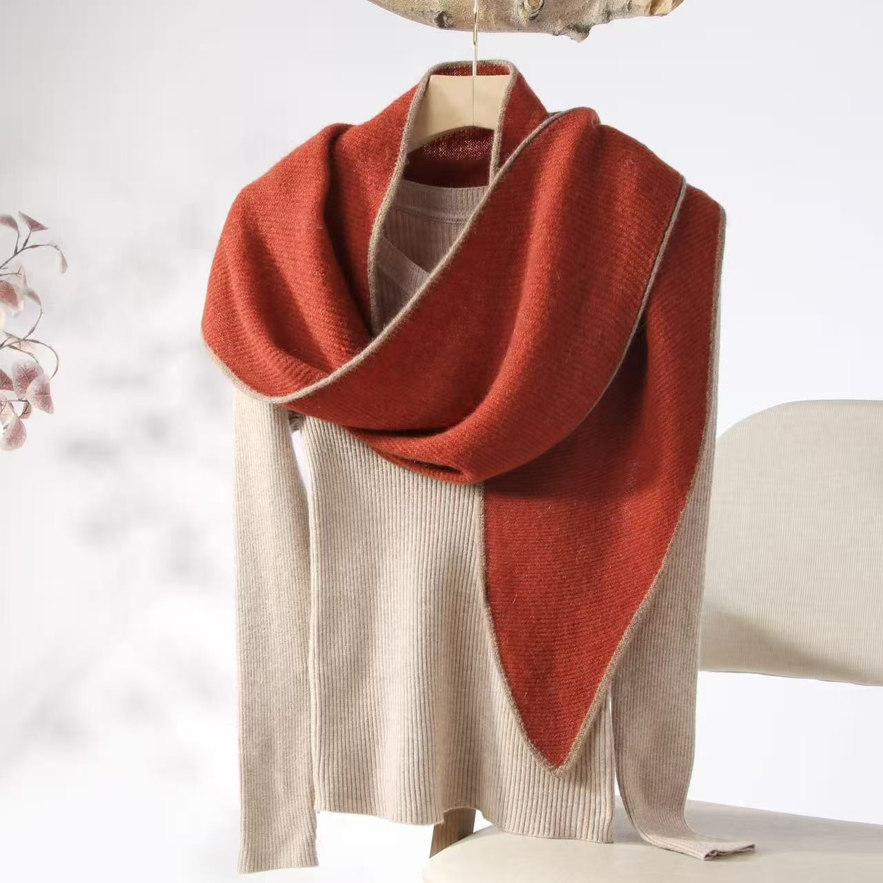 K1650 2025 autumn new Inner Mongolia cashmere triangle scarf fashionable and versatile warm ladies shawl spring autumn winter