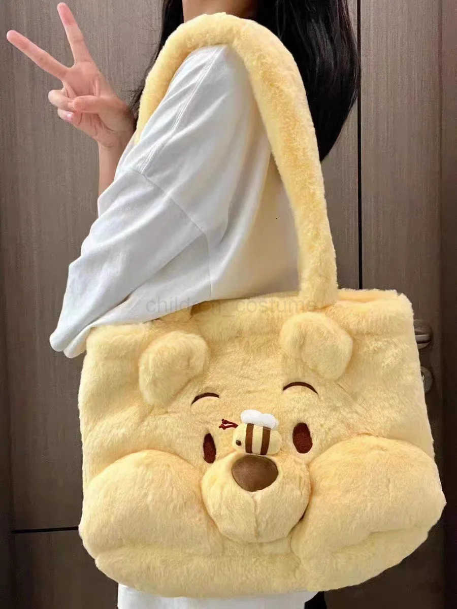 Disney Disney Winnie The Pooh Shoulder Bag Anime Plush Toy Kawaii Large-Capacity Cartoon Leisure Handbag Kid Christmas Girl Gifts W250813