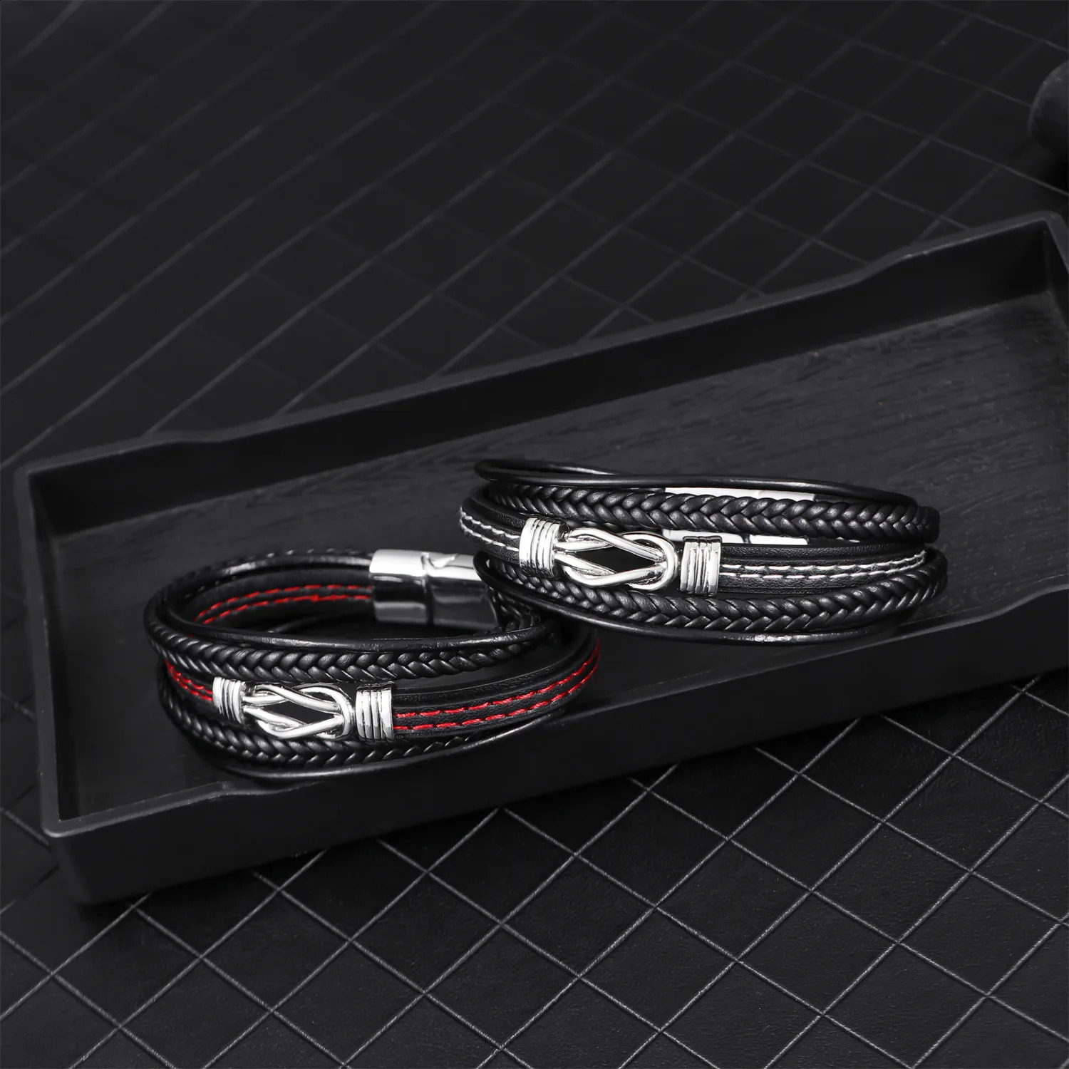 n Wireless Symbol Leather Bracelet Mens Personalized Retro Multi-layer Genuine Leather Bracelet for Men and Women 250812