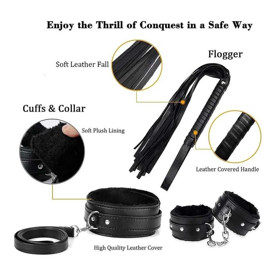 11 Pcs BDSM Leather Bondage Sets Restraint Kits Bondage Gear Accessories for Women and Couples Adult Sex Toy W250813
