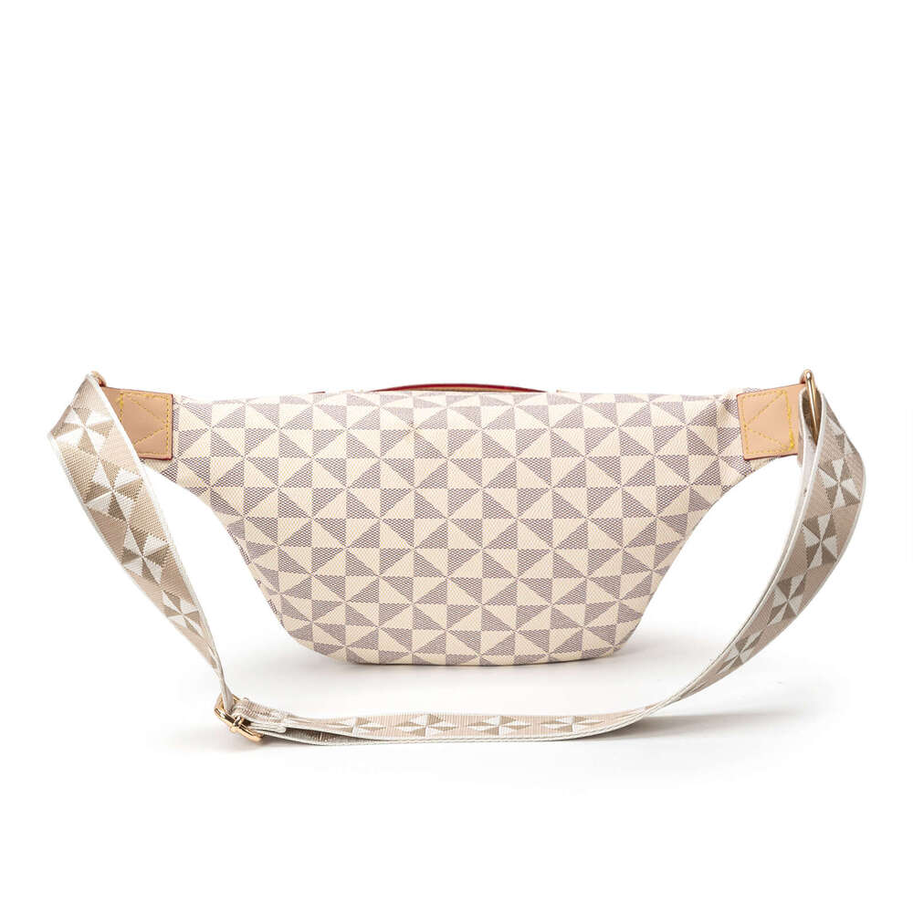 Lacel Urwebin Women's Geometric Triangle Pattern Fanny Pack Large Capacity Multi - Pocket Adjustable Strap Stylish Waist Bag for Daily Travel Spo