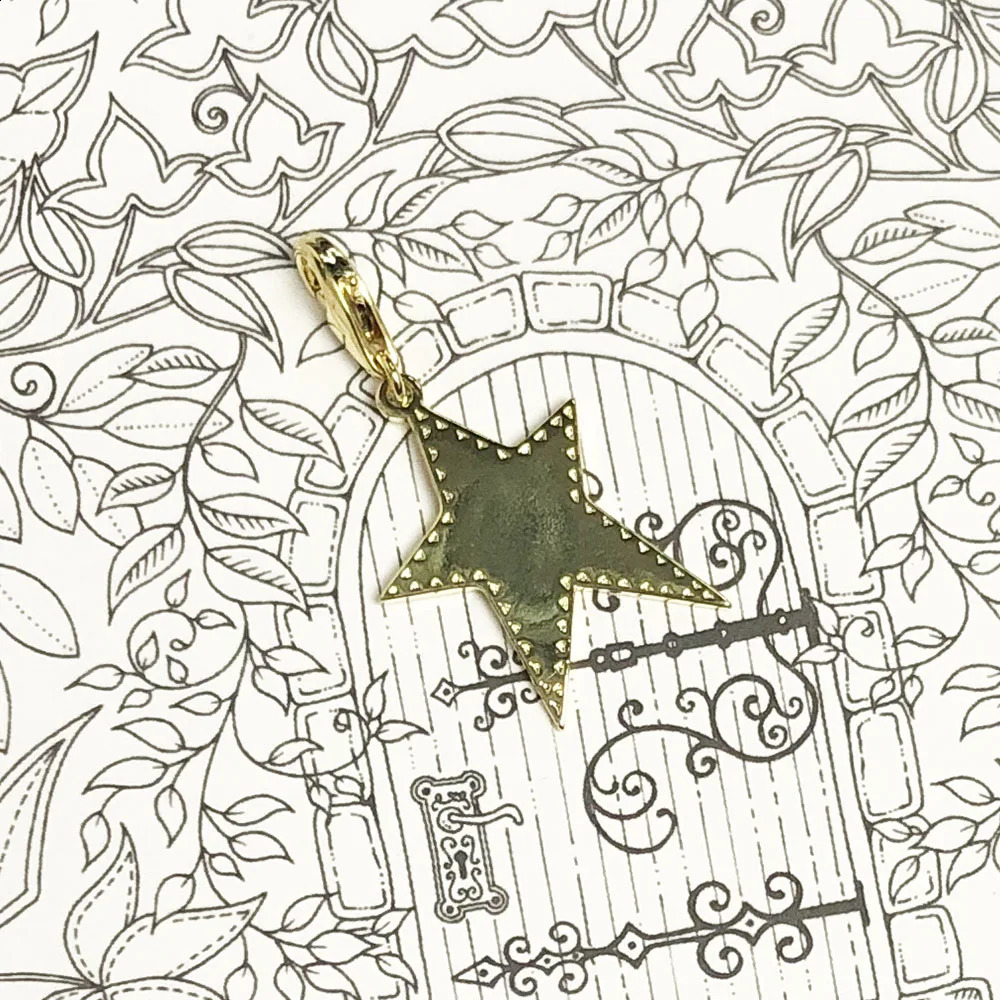 Golden Star Dangle Charm Pendant 925 Sterling Silver Rock Gift For Women Men Jewelry 250807