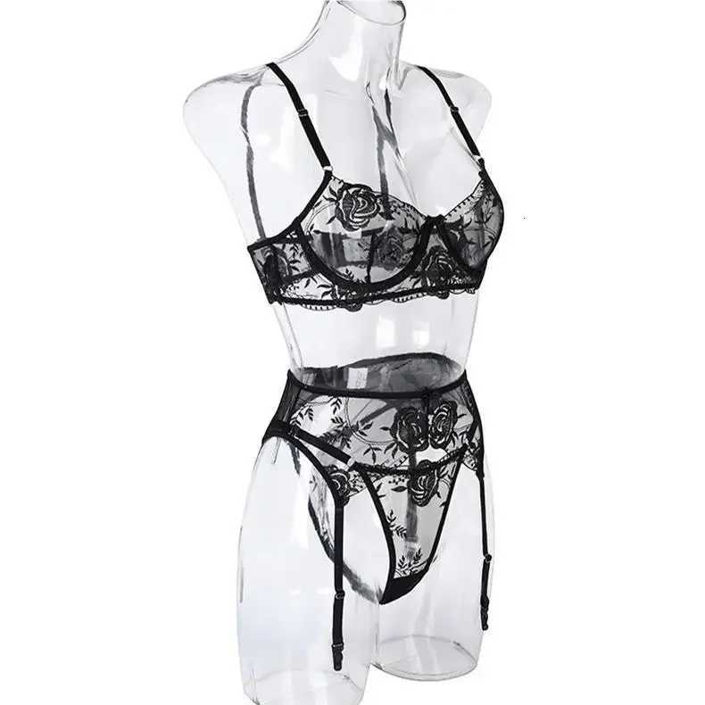 Sexy Lingerie Bras Sets Transparent Hot Porno Lace Erotic Underwear Sexy Bra and Garter Set Lingerie Sexy Hot Erotic SleepwearXJ250812
