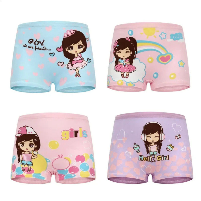4Pcs Baby Girls Panties Cotton Soft Cartoon Child Underwear for Kids Boxer Breathable Teen Childrens Briefs 250812