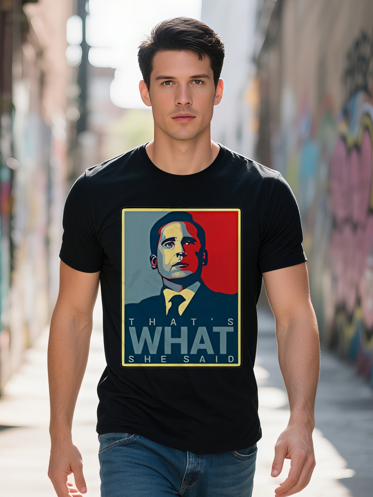 Graphic Print T Shirt That's What She Said Bold Tee Black Round Neck Summer Top Regular Fit Versatile Casual Podking 19632