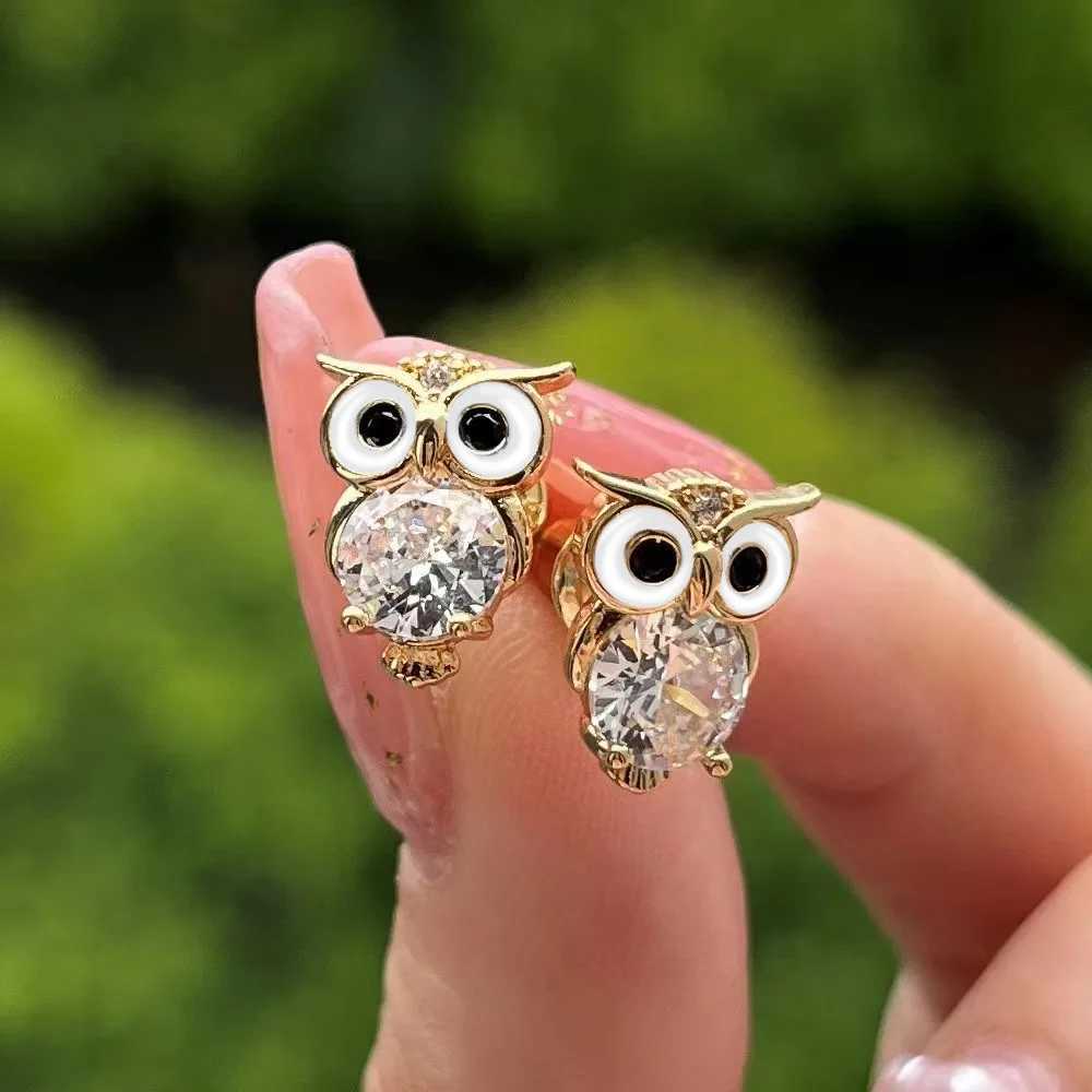 2025 New Cute Inlaid Zircon Owl Earrings Small and Exquisite Animal Creativity Advanced Womens Allergy Jewelry Y250812