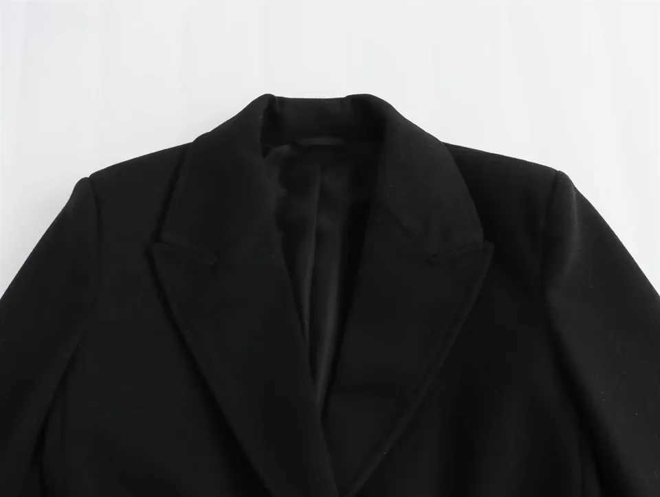 2024 British Style Two Button Mid Length Suit Collar Woolen Coat Available in Plus Size for Autumn and Winter Womens Wear Z250813