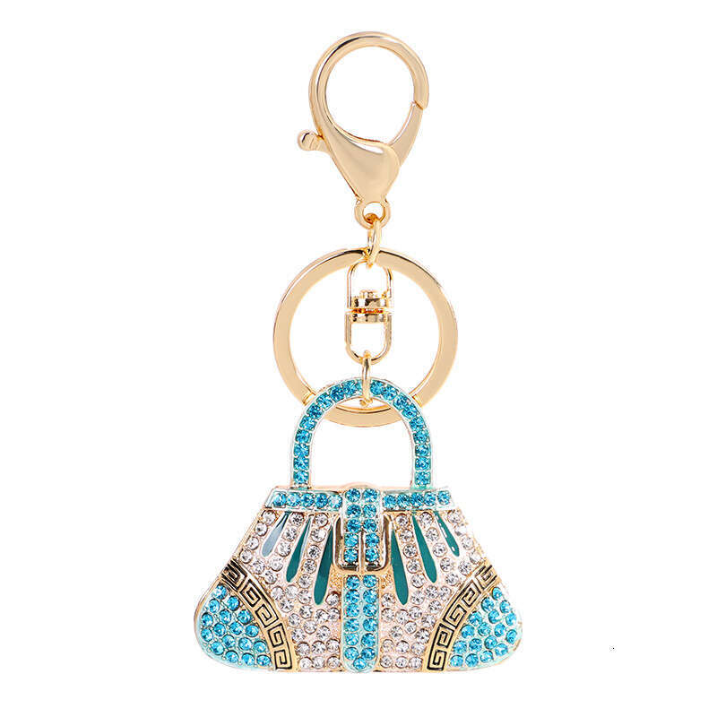 Creative Small Bag Shape Full Dia Alloy Light Exquisite Handbag Keychain Car Pendant Gift