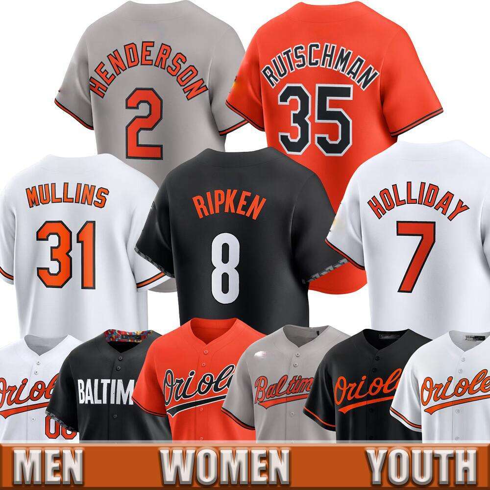 #35 Rutschman Jersey #2 Henderson Jersey #58 Perez #31 Mullins #39 Burnes #17 Cowser #6 Mountcastle Orioles Jerseys Baseball Jerseys