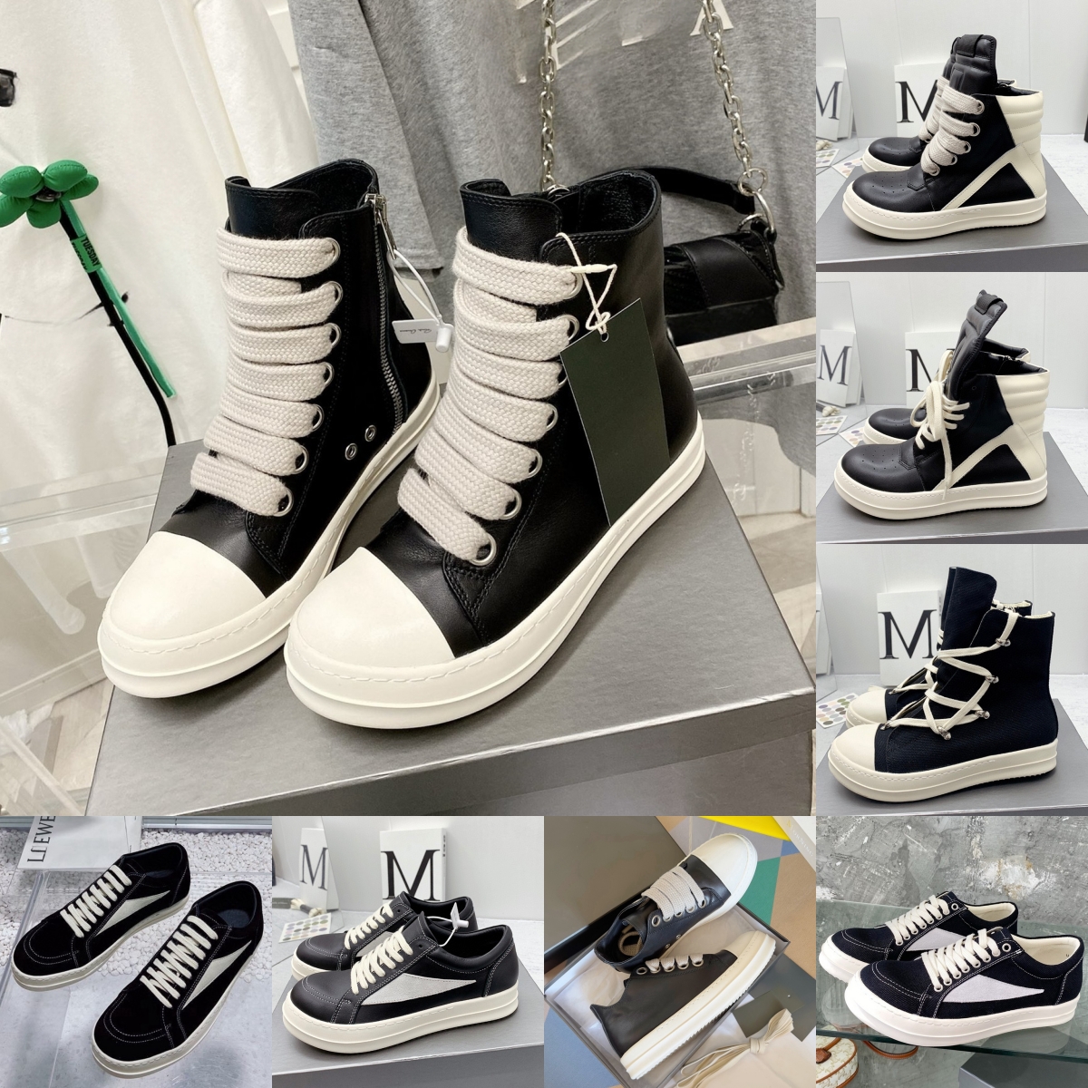Designer boots with box Genuine Leather boot furry boot canvas boots Luxury booties black white red pink yellow high top horse hair boots low top suede boots 003