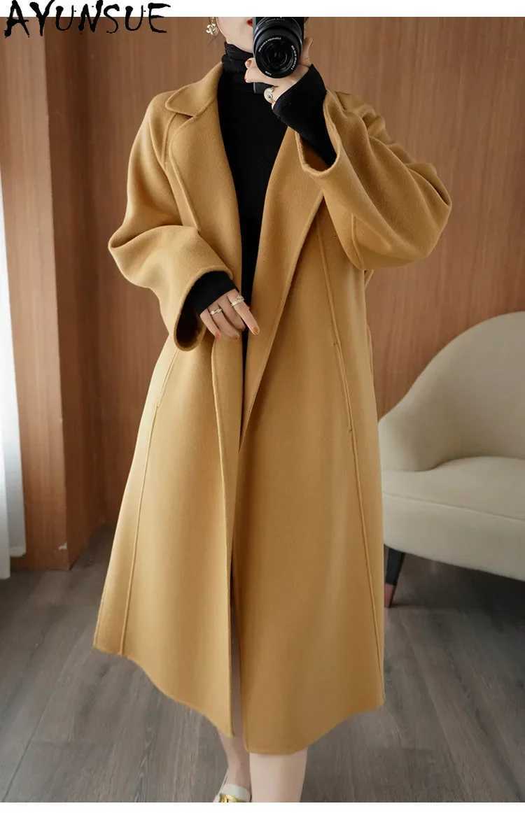 100% Wool Coats for Women Long JaCKets Womens Fashion Autumn Winter CloTHes Cashmere Coat Women Coat 2024 Z250813