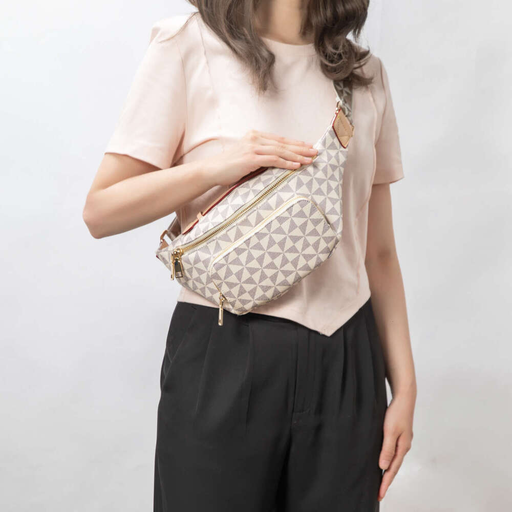 Lacel Urwebin Women's Geometric Triangle Pattern Fanny Pack Large Capacity Multi - Pocket Adjustable Strap Stylish Waist Bag for Daily Travel Spo