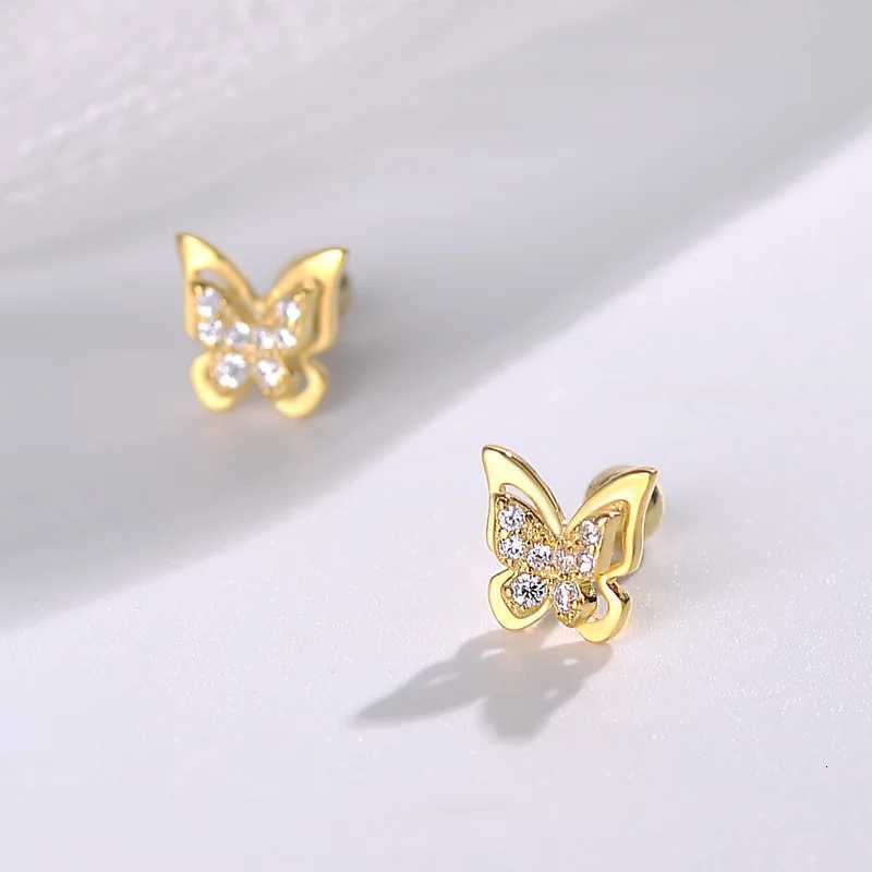 Luxurious Sweet Golden Butterfly Tragus Stud Earrings for Women Exquisite Birthday Party Jewelry Gift Y250812