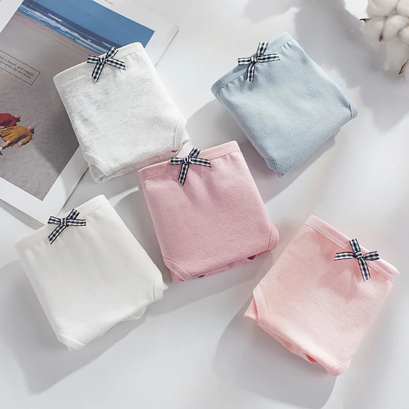 5 Pieces Teenage Girls Underwear Cotton Soft Panties For Solid Teens Briefs Assorted ns Kids Triangle Underpant 250812