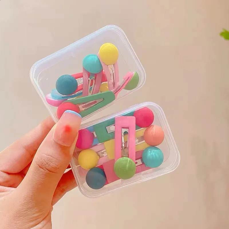 Colorful Sugar Beans Kids BB Hair Clips Candy Tone Sweet Cute Beaded Hairpins for Little Girls Side Bangs Clips 250812
