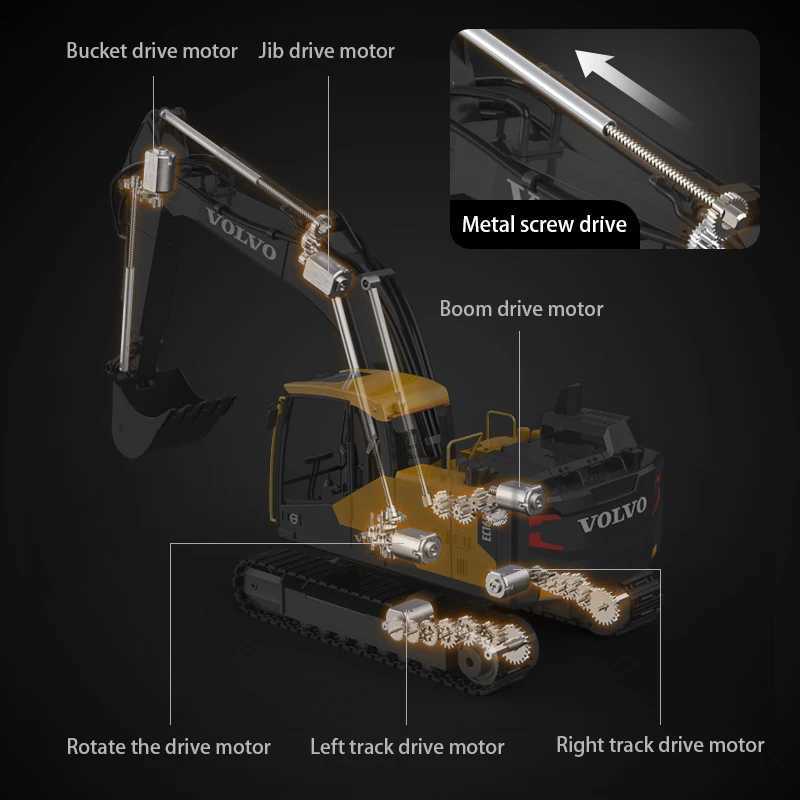 Double E E598 Large Rc Excavator 1/16 3in1 Alloy Truck E590 Remote Control Engineering Vehicle Toy Model For Boys Kids Gift Z250813