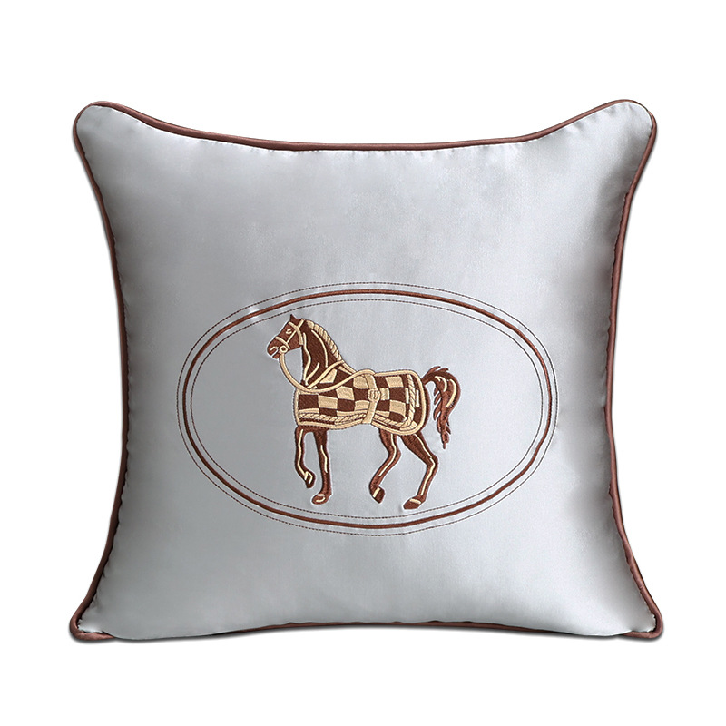 Luxury Pillow Case Embroidered square waist pillow living room bedside cushion pillow, Square Soft thick chenille Throw Bedside Back Pillow R250813