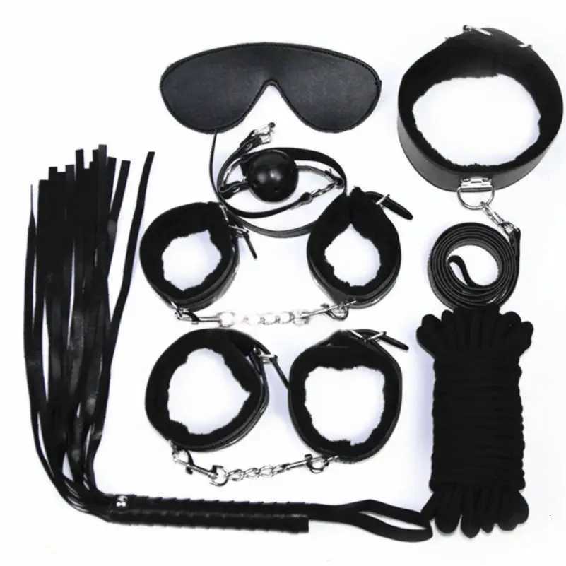 8Pcs/Set Sex Sensation Play Bondage Kit Slave Adult Games Couples Erotic Toys Hand Cuffs Foot Whip Rope Blindfold Collar Leash XJ250813