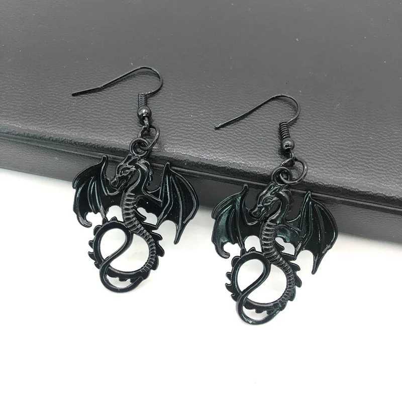 Gothic black dragon earrings black gothic personalized earrings gift witch ladies exquisite earrings Y250812