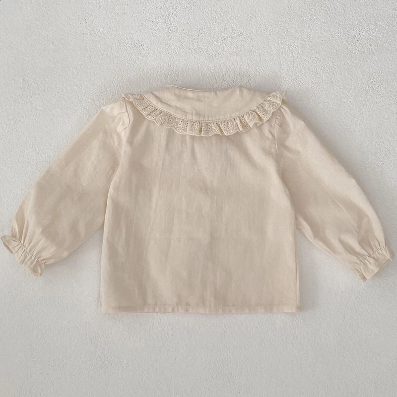 Spring and Autumn Baby Clothing 03 Year Old Female Black Ear Edge Doll Neck Top 250812