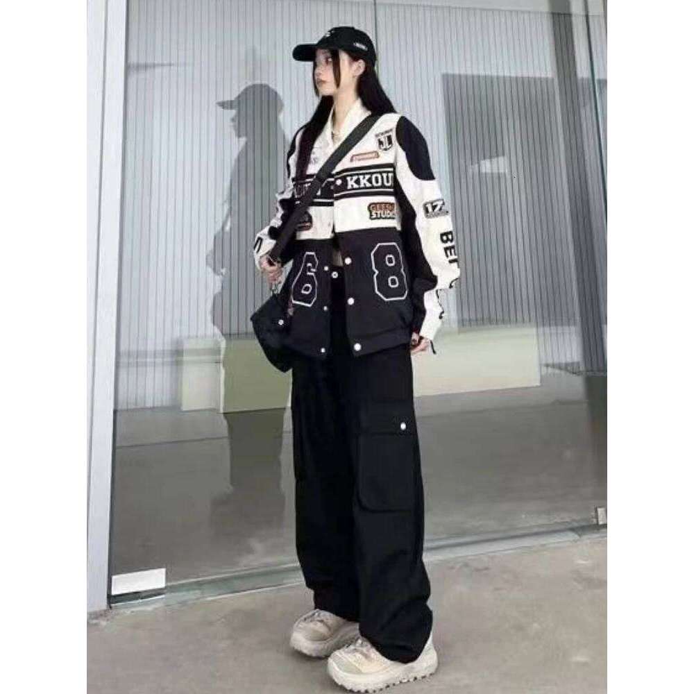 Bomber American Style Retro Letter Embroidery Motorcycle Baseball Jacket Racing Coats Hip Hop Street Clothes