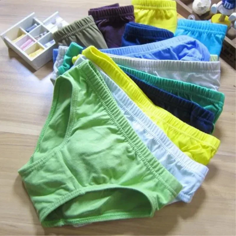 12pcsLot Cartoon Boys Panties Kids Briefs Baby Cotton Solid Underwear Underpants 2 to 10Years 250812