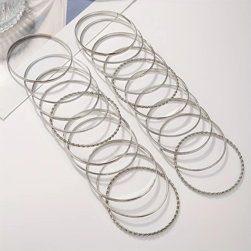 Vintage Bohemian Multilayer Alloy Bracelet 20-Piece Womens Fashion Simple Closed Bangle Wedding Jewelry Gift Wholesale 250812