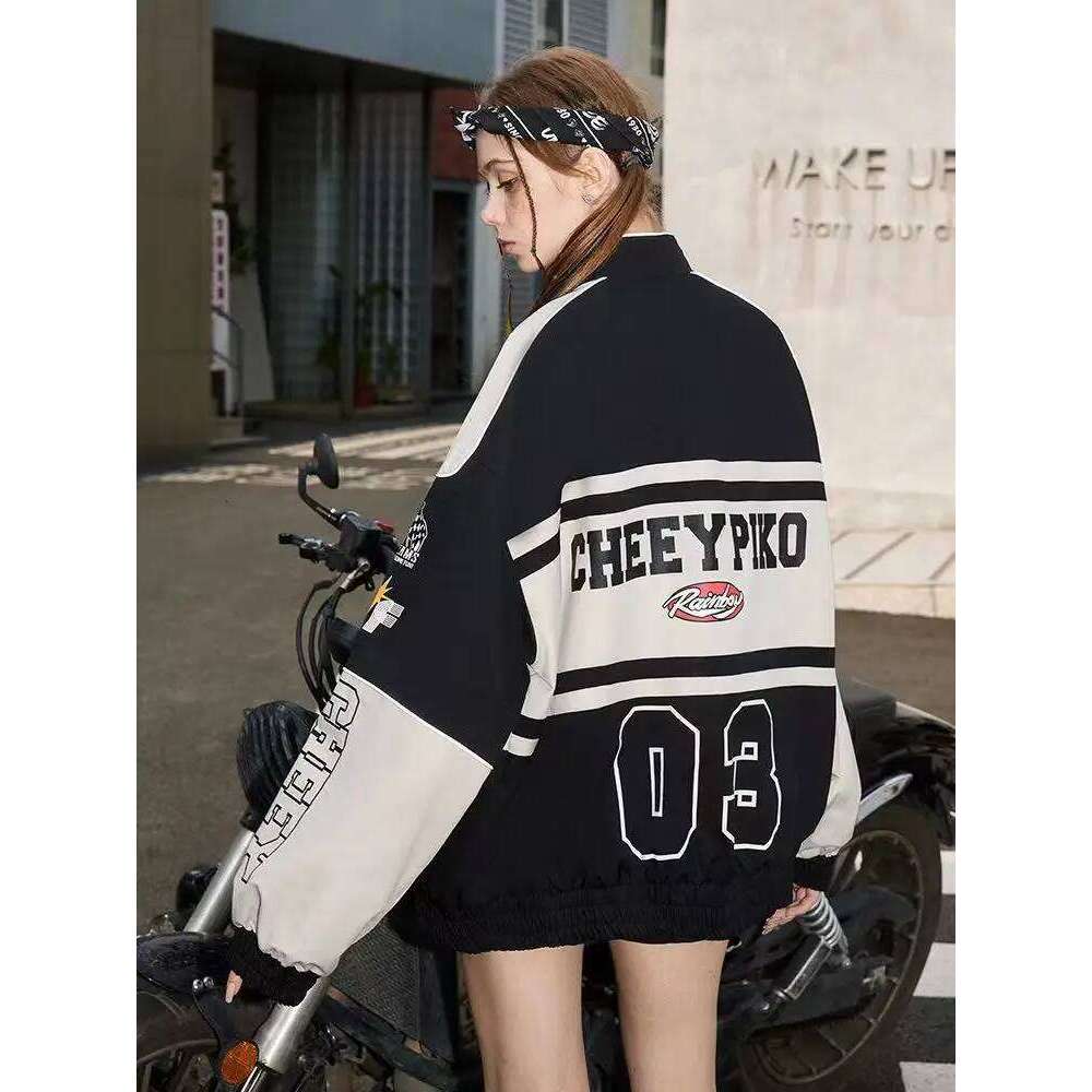 Bomber American Style Retro Letter Embroidery Motorcycle Baseball Jacket Racing Coats Hip Hop Street Clothes