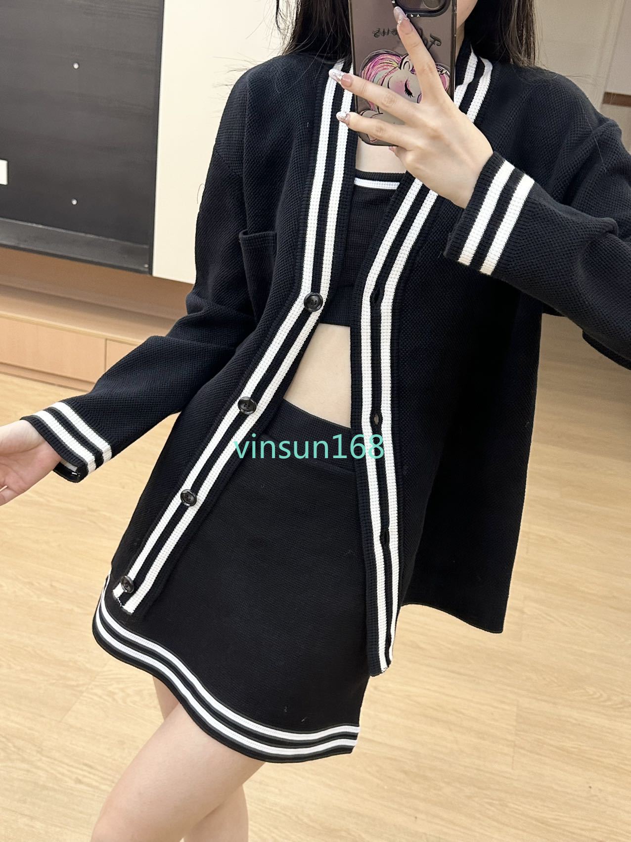 Yoga Waffle jacket Set Tennis Dress Sporty Outdoor Knitted Dress Set For Women Summer Two - piece Striped Sporty Casual Fashion Dress Set Exercise Fitness Wear Yoga Set