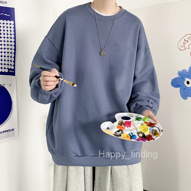 Hoodless Sweater Mens Autumn Fashion Brand Ins Loose Top Spring and Autumn Sports High Street Round Neck Coat Ruffian Handsome