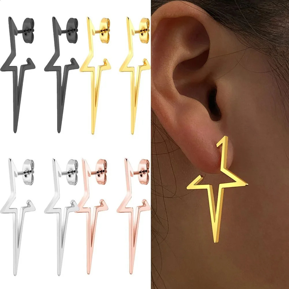 Gothic Big Hollow Star Earrings Fashion Stainless Steel Hip Hop Earrings Jewelry Party Stud Earrings Girl 250812