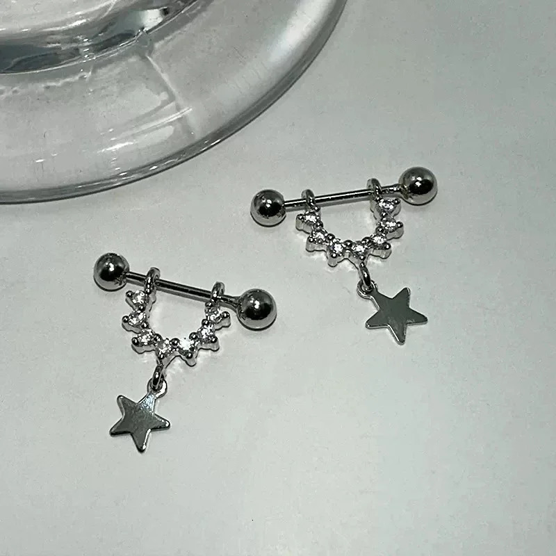 Sexy Trendy Zircon Star Piercing Stud Earrings for Women Girls Punk Style Hip Hop Rock Street Earring Jewelry Y2K Accessory Gift 250812