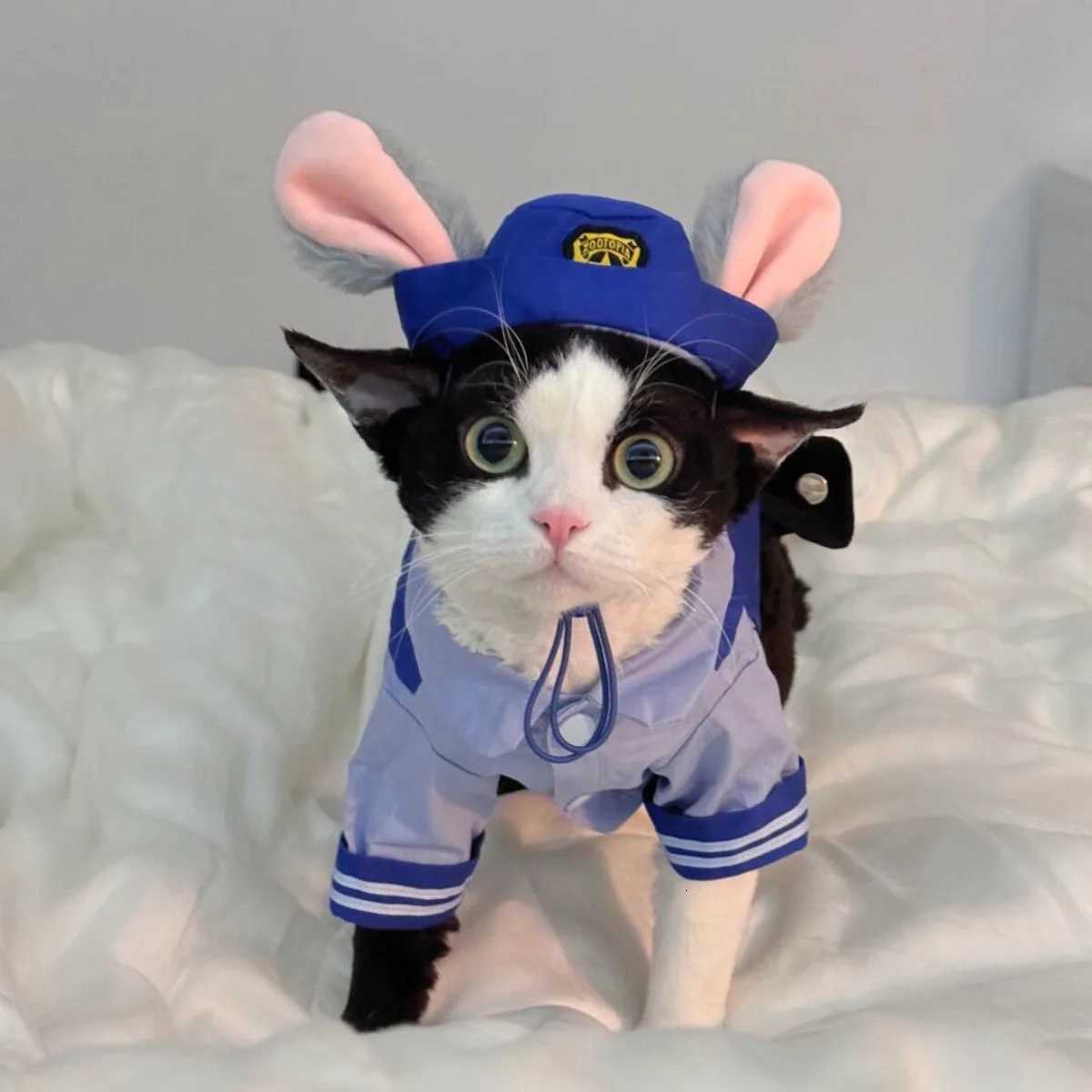 Dog Bunny Police Officer Costume Hat Sets Halloween Funny Cat Cosplay Pet Clothes Kawaii Rabbit Role Play Dog Cat SuppliesXJ250813