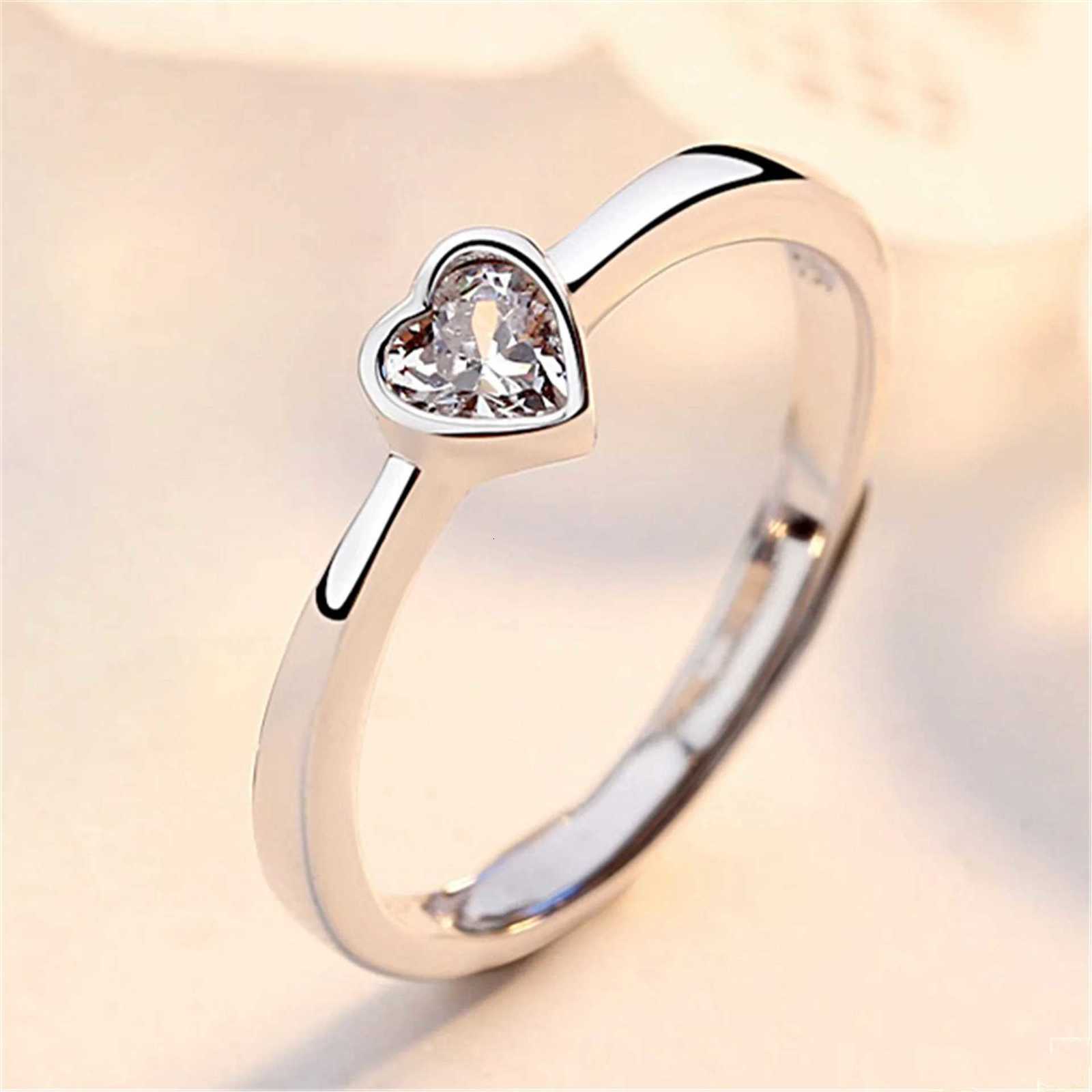 2Pcs/sets Zircon Heart Matching Couple Rings Set Forever Endless Love Wedding Ring for Women Men Charm Jewelry W250812