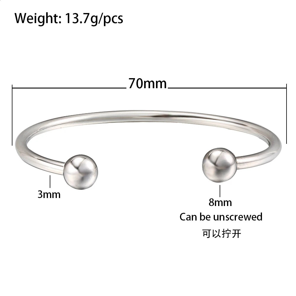 DIY Fashion Jewelry Parent Child Gift Metal Stainless Steel Waterproof The Ball Head Can Be Unscrewed Accessories Open Bracelets 250812