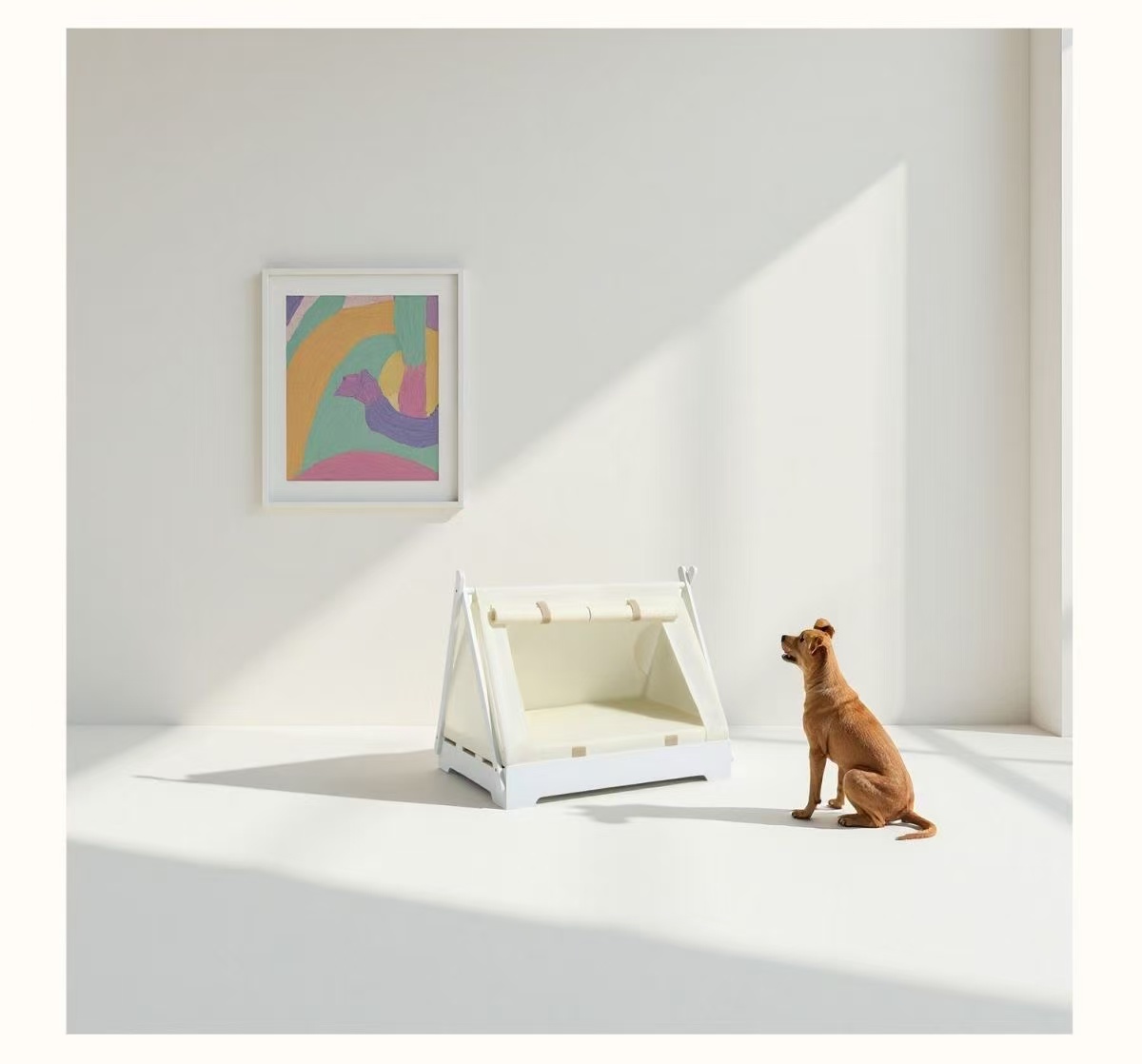Solid wood pet tent house, new Chinese-style, detachable and washable, all-season suitable dog bed, small and medium-sized dog bed, indoor cat bed