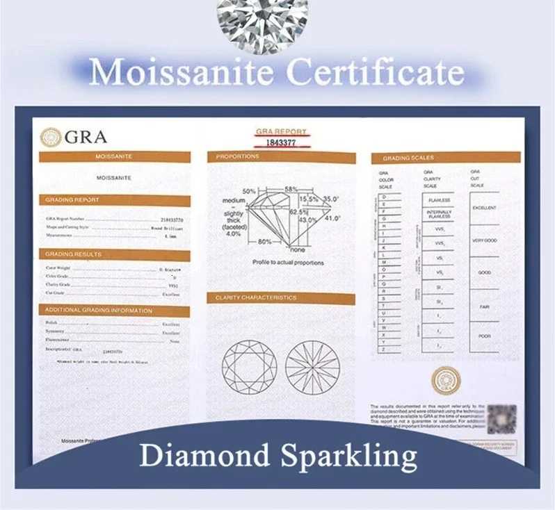 100% Luxury Real 18k Gold Ring Womens Six-claw Diamond Ring 6.5mm Round 1ct 1 karat Moissanite Wedding Ring W250812