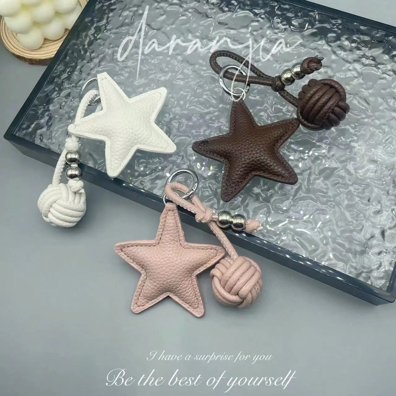 Handmade Star Woven Ball Keychain for Bags Boho DIY Bag Pendant Creative Gift for Women Girls Birthday Party Accessories 250811